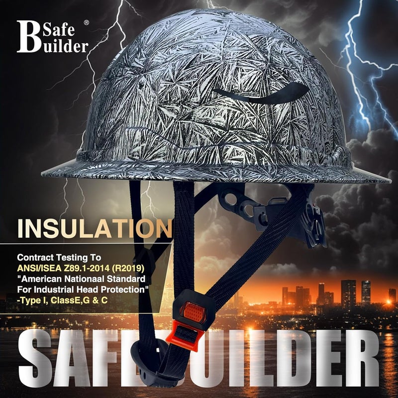 SAFEBUILDER G1E Construction Full Brim Hard Hats ANSI Class E HDPE Safety Helmet Hardhats Sunshade Industrial Head Protection - Image 4